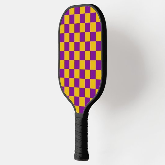 GOLD EN PAARSE MARDI GRAS GECONTROLEERD PATROON PICKLEBALL PADDLE (Links)