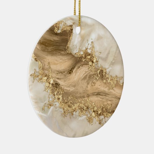 Gold en Pearl - Splatter en flow Keramisch Ornament (Rechts)