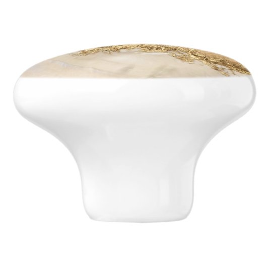 Gold en Pearl - Splatter en flow Keramische Knop (Zijkant)