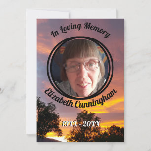 Gold en Pink Sunset Photo Memorial Programme Kaart