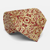 Gold en Red Filigree Circle Design Stropdas (Opgerold)