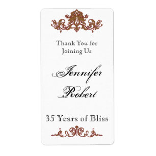 Gold en Red Filigree Jubileum Wijnlabel Etiket