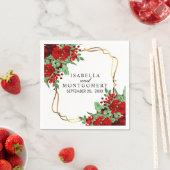 Gold en Red Floral Wedding/Jubileum Servet (Insitu)