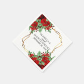 Gold en Red Floral Wedding/Jubileum Servet (Hoek)