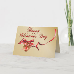 Gold en Red Heart Locket Valentijn Card Feestdagen Kaart