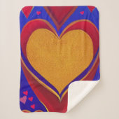 Gold en Red Heart Sherpa Blanket Sherpa Deken (Voorkant)