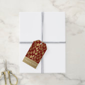 Gold- en Red Leaf-patroon Cadeaulabel (Met Touw)