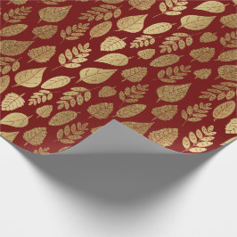 Gold- en Red Leaf-patroon Cadeaupapier