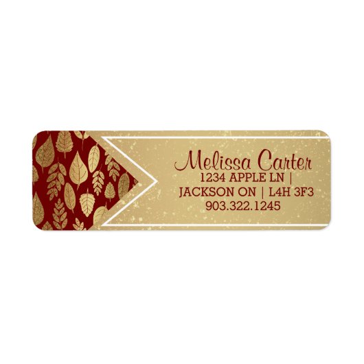 Gold- en Red Leaf-patroon Etiket (Voorkant)