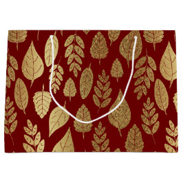 Gold- en Red Leaf-patroon Large Cadeautasje