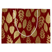 Gold- en Red Leaf-patroon Large Cadeautasje (Achterkant)