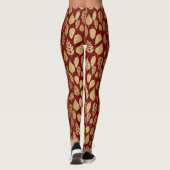 Gold- en Red Leaf-patroon Leggings (Achterkant)