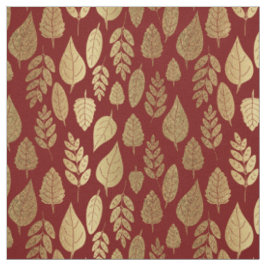 Gold- en Red Leaf-patroon Stof