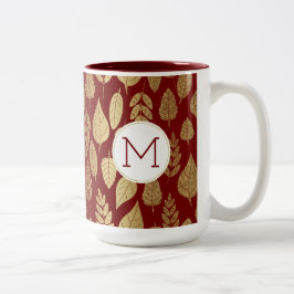 Gold- en Red Leaf-patroon Tweekleurige Koffiemok