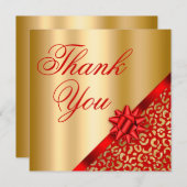 Gold en Red Leopard Shimmer Glam Bedankkaart (Voorkant / Achterkant)