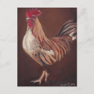 Gold en Red Rooster Art Briefkaart