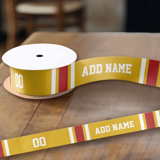 Gold en Red Striped Jersey, gepersonaliseerd Lint