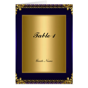 Gold en Royal Blue Tafel Plaatsing Kaart Menu