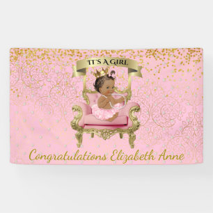 Gold en Roze Baby Princess Baby shower Banner