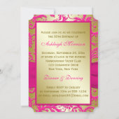 Gold en Roze Damask 30e verjaardag Uitnodiging (Achterkant)