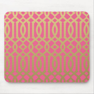 Gold en roze Modern Trellis Pattern Muismat