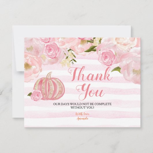 Gold en Roze pomkin - Hartelijk dank Bedankkaart (Voorkant)