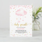 Gold en Roze Raincluide Baby Sprinkle Invitation Kaart (Staand voorkant)