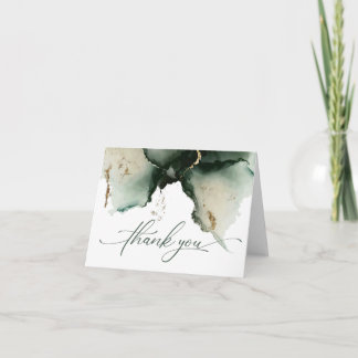 Gold en Sage Green Waterverf Geode Hartelijk dank Bedankkaart