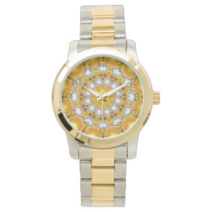 Gold en Silver Fractal Kaleidoscope Watch Horloge
