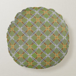Gold en Silver Laced Green Pattern Rond Kussen