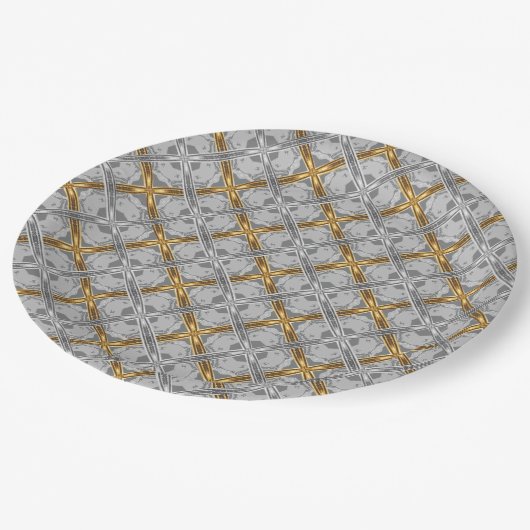 Gold- en Silver Laced Medallions Pattern Papieren Bordje (Gekanteld)