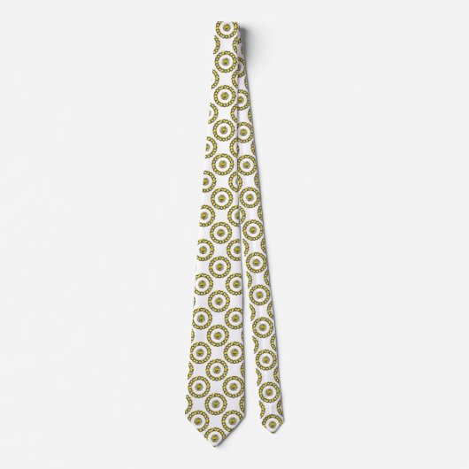 Gold en Silver Polka Dot Mandala Rings Pattern Ti Stropdas (Voorkant)