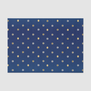 Gold en Silver Polka Dots op Navy Blue Tissuepapier