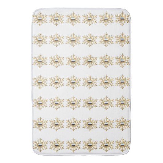 Gold en Silver Snowflakes Bath Mat (Voorkant Verticaal)