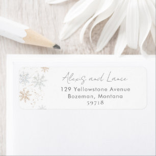 Gold en Silver Snowflakes Return Address Label