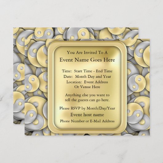 Gold en Silver Yin en Yang Kaart (Voorkant / Achterkant)