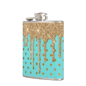 Gold- en Turquoise Polka Dot Flask Heupfles (Links)