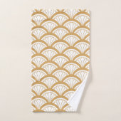 Gold en White Art Deco Fan Flower Pattern Bad Handdoek (Handdoek)