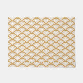 Gold en White Art Deco Fan Flower Pattern Deurmat (Voorkant)