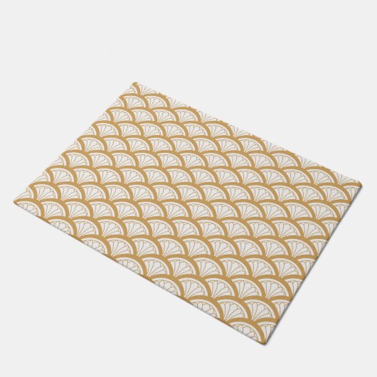 Gold en White Art Deco Fan Flower Pattern Deurmat (Schuin)