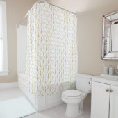 Gold en White Art Deco Fish Scale Pattern Douchegordijn (In situ)