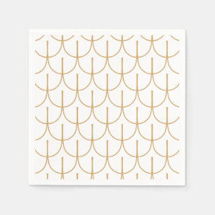 Gold en White Art Deco Fish Scale Pattern Servet