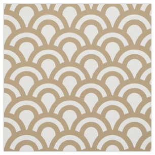 Gold en White Art Deco Fish Scale Pattern Stof