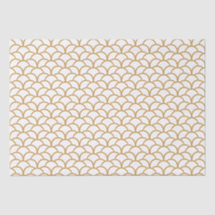 Gold en White Art Deco Fish Scale Pattern Tissuepapier