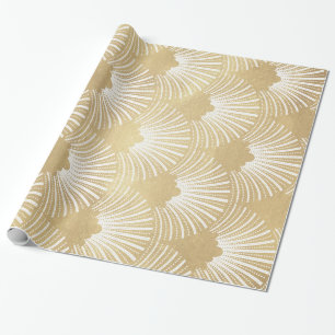 Gold- en White Art-Deco-patroon Cadeaupapier