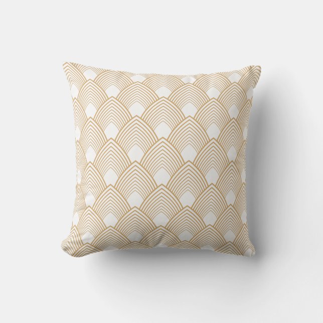 Gold en White Art Deco Pattern Buitenkussen (Voorkant)