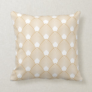 Gold en White Art Deco Pattern Kussen