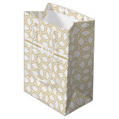 Gold en White Art Deco Pattern Medium Cadeauzakje (Voorkant Gekanteld)