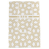 Gold en White Art Deco Pattern Medium Cadeauzakje (Achterkant)