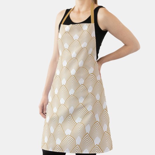 Gold en White Art Deco Pattern Schort (Insitu)